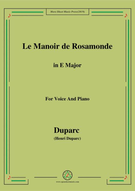 Duparc Le Manoir De Rosamonde In E Major For Violin And Piano Sheet Music