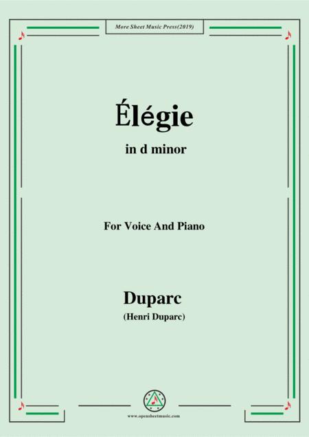 Duparc Lgie In D Minor Sheet Music