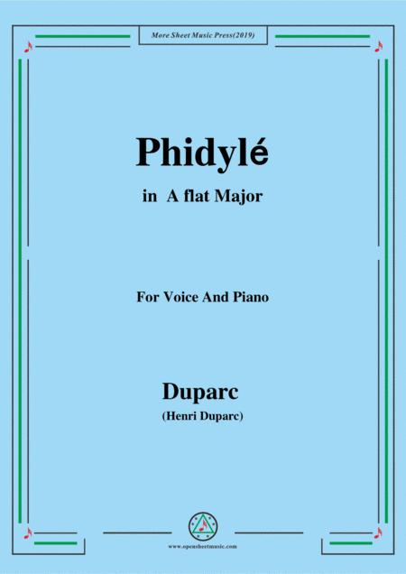 Duparc Phidyl In A Flat Major For Voice And Piano Sheet Music