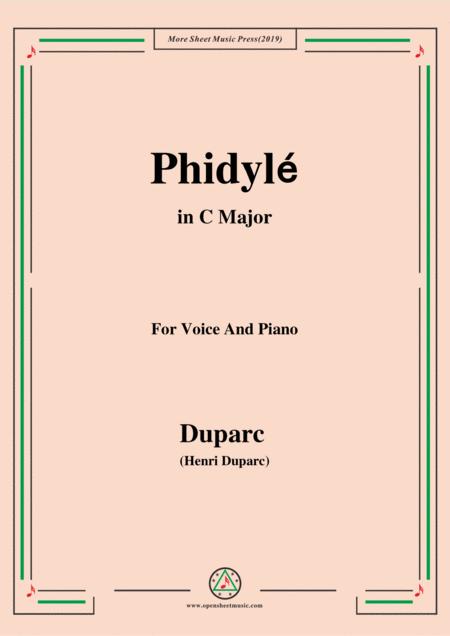 Free Sheet Music Duparc Phidyl In C Major For Voice And Piano