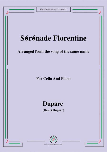 Free Sheet Music Duparc Srnade Florentine For Cello And Piano