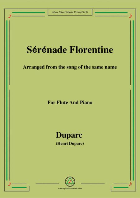 Free Sheet Music Duparc Srnade Florentine For Flute And Piano