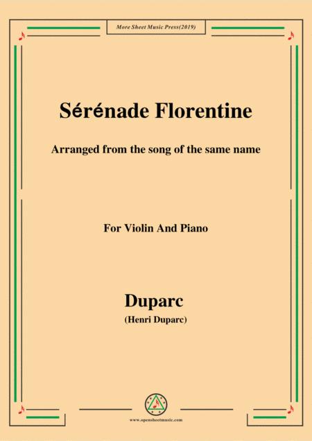 Free Sheet Music Duparc Srnade Florentine For Violin And Piano