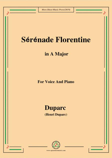 Free Sheet Music Duparc Srnade Florentine In A Major For Violin And Piano