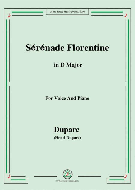 Free Sheet Music Duparc Srnade Florentine In D Major For Violin And Piano