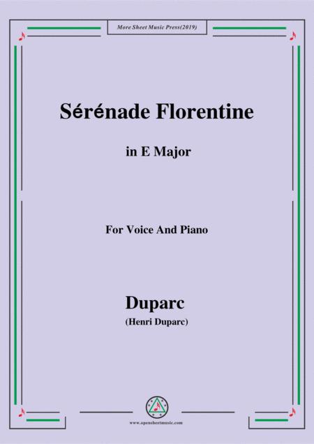 Free Sheet Music Duparc Srnade Florentine In E Major For Violin And Piano