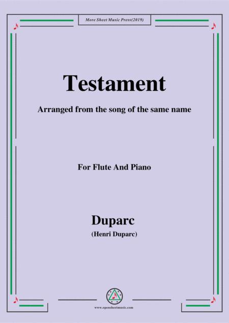 Free Sheet Music Duparc Testament For Flute And Piano