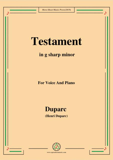 Duparc Testament In G Sharp Minor Sheet Music