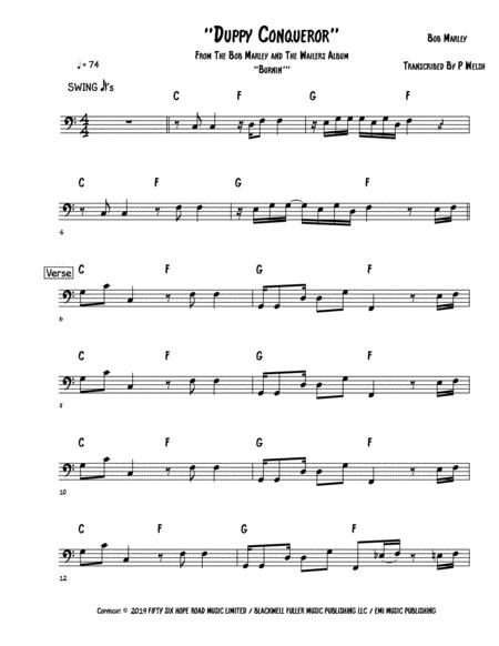 Duppy Conqueror Bass Guitar Sheet Music