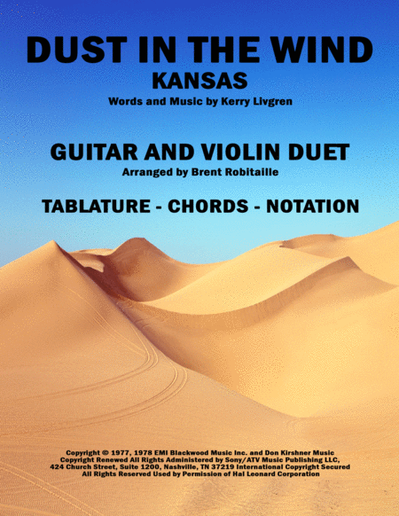 Dust In The Wind Guitar And Violin Duet Tablature Chords Notes Sheet Music