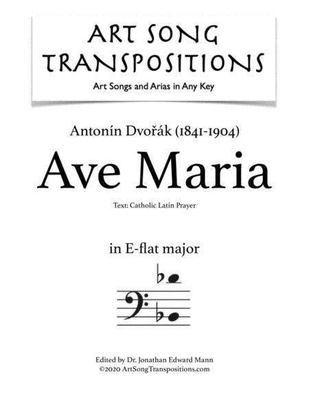 Dvo K Ave Maria Transposed To E Flat Major Bass Clef Sheet Music