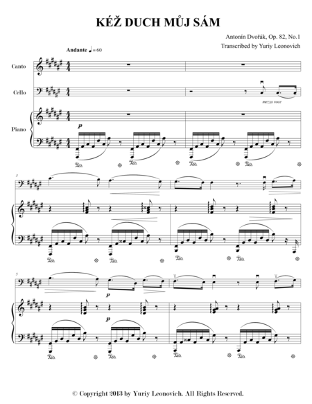 Free Sheet Music Dvo K Ke Duch M J Sam Op 82 No 1 Low Voice Cello And Piano
