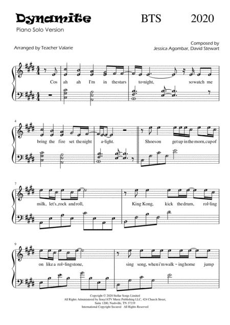 Dynamite Bts Best Piano Solo Version With Note Names In Full Song Level 5 Sheet Music