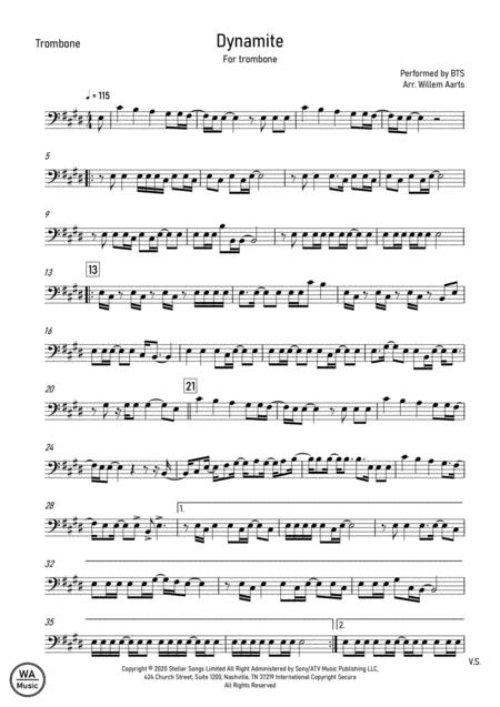 Dynamite Bts Trombone Sheet Music