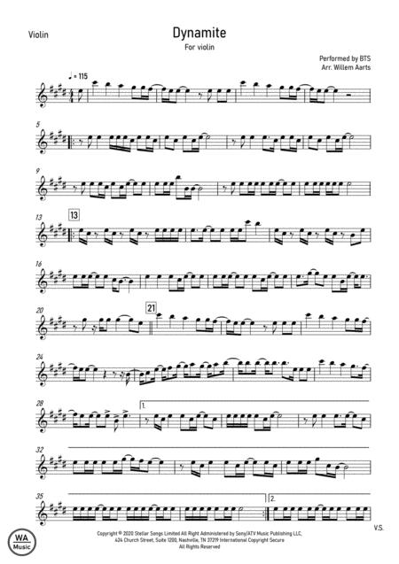 Dynamite Bts Violin Sheet Music