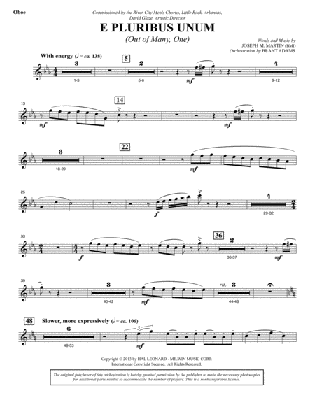 Free Sheet Music E Pluribus Unum Oboe
