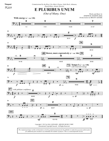 E Pluribus Unum Timpani Sheet Music