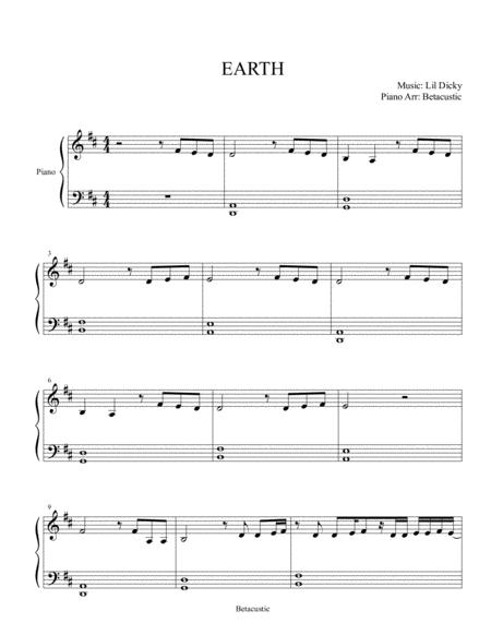 Earth Lil Dicky Sheet Music Easy Piano Sheet Music