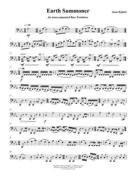 Earth Summoner For Unaccompanied Bass Trombone Sheet Music