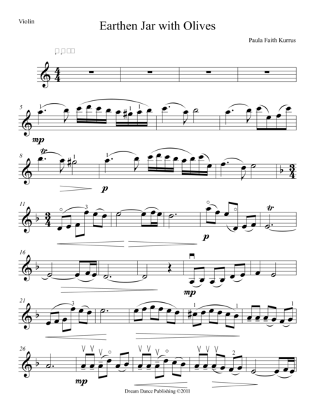 Earthen Jar With Olives Violin Solo Part Sheet Music