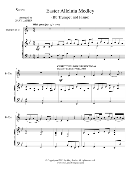 Easter Alleluia Medley Duet Bb Trumpet Piano Score And Trumpet Part Sheet Music