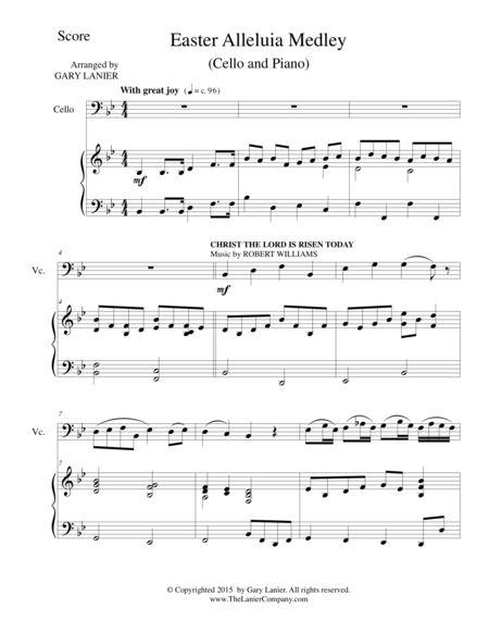 Easter Alleluia Medley Duet Cello Piano Score And Cello Part Sheet Music