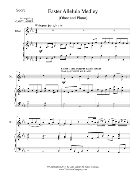 Easter Alleluia Medley Duet Oboe Piano Score And Oboe Part Sheet Music