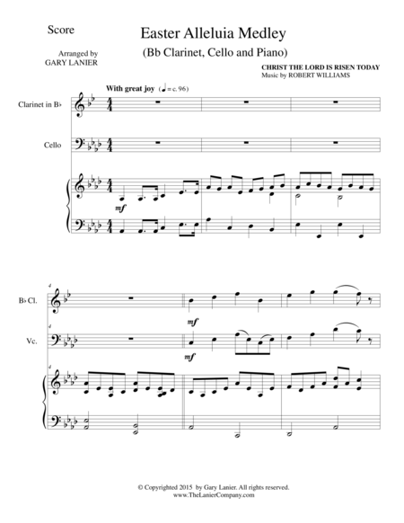 Free Sheet Music Easter Alleluia Medley Trio Bb Clarinet Cello Piano Score And Parts