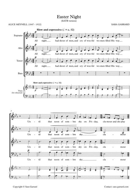 Free Sheet Music Easter Night Satb