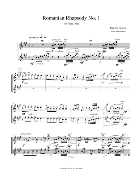 Eastern European Rhapsody Duets For Flutes Sheet Music