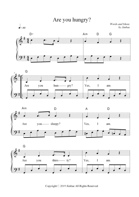 Free Sheet Music Easy Children Piano Songs Are You Hungry