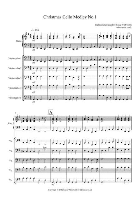 Easy Christmas Cello Medley Sheet Music