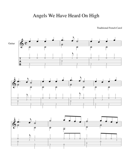 Easy Finger Style Christmas Tab Sheet Music