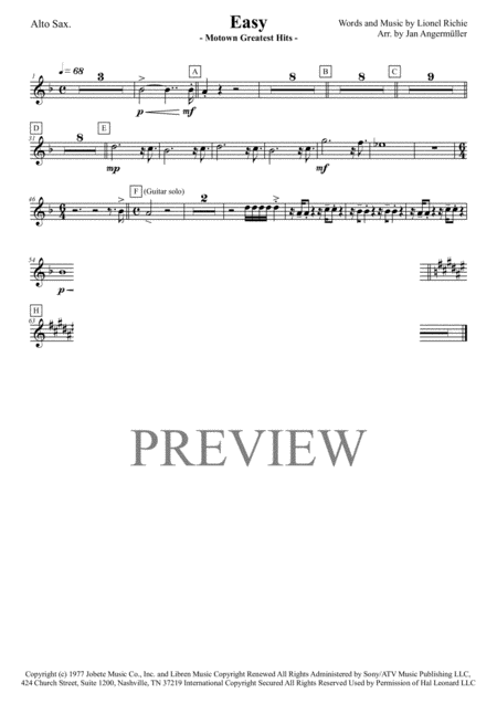Free Sheet Music Easy For Brass Accompaniment Based In The Original The Commodores Lionel Richie Recording