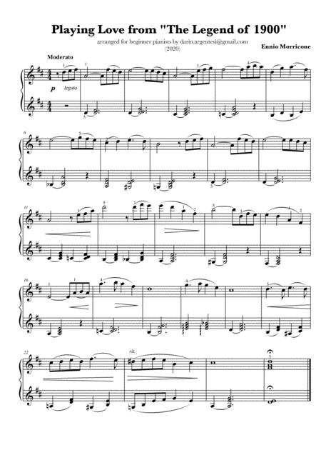 Free Sheet Music Easy Piano Playing Love The Legend Of 1900