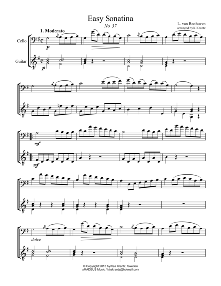 Easy Sonatina For Violin And Guitar Sheet Music