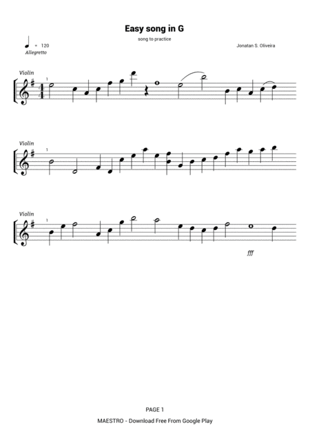 Easy Song In G Sheet Music