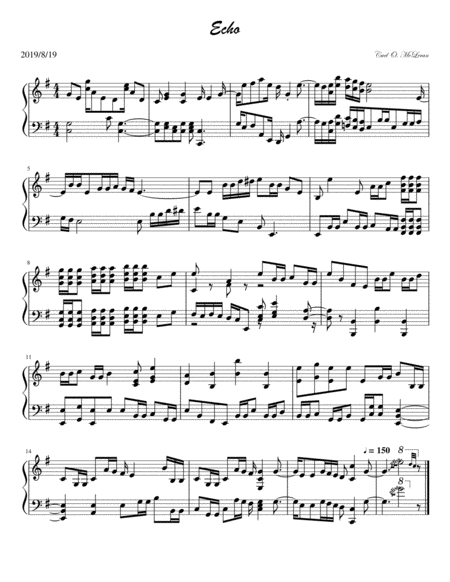 Echo Piano Solo Sheet Music