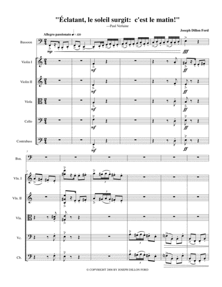 Free Sheet Music Eclatant Le Soleil Surgit C Est Le Matin For Bassoon And Strings