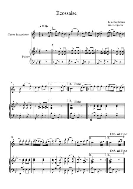 Free Sheet Music Ecossaise Ludwig Van Beethoven For Tenor Saxophone Piano