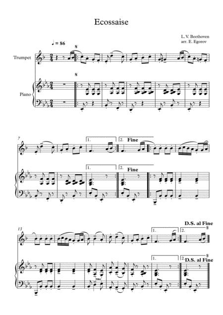 Free Sheet Music Ecossaise Ludwig Van Beethoven For Trumpet Piano