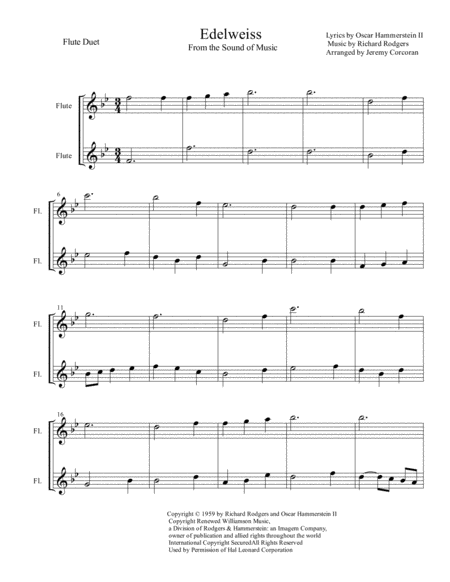 Edelweiss Flute Duet Sheet Music