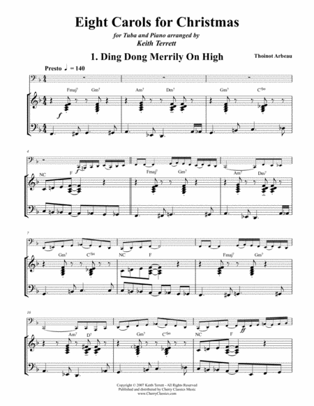 Free Sheet Music Eight Carols For Christmas For Tuba And Piano