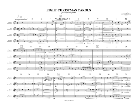 Eight Christmas Carols For Saxophone Quartet Satb Arr Reisteter Sheet Music