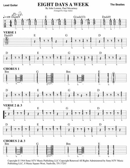 Eight Days A Week Guitar Tab Sheet Music