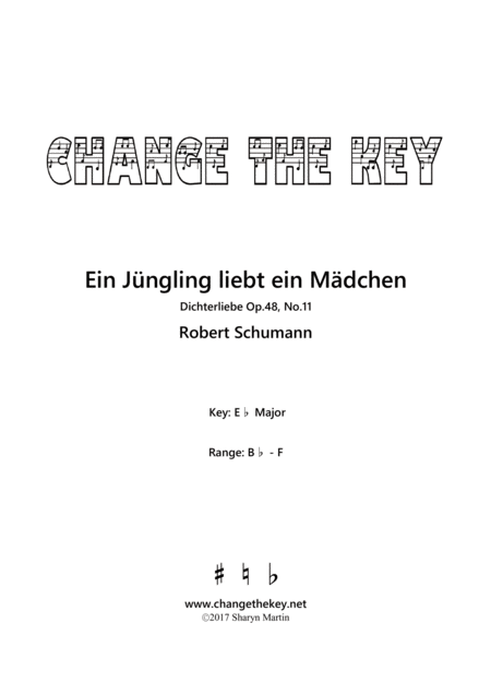 Free Sheet Music Ein Jungling Liebt Ein Madchen Eb Major