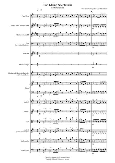 Eine Kleine 1st Movement For Flexible School Ensemble Orchestra Sheet Music