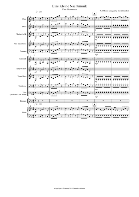 Free Sheet Music Eine Kleine First Movement For School Concert Band