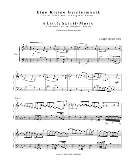 Free Sheet Music Eine Kleine Geistermusik Variationen Ber Ein Eigenes Thema A Little Spirit Music Variations On An Original Theme For Piano Solo