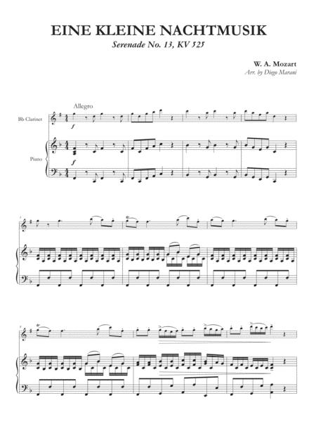 Eine Kleine Nachtmusik 1st Mov For Clarinet And Piano Sheet Music